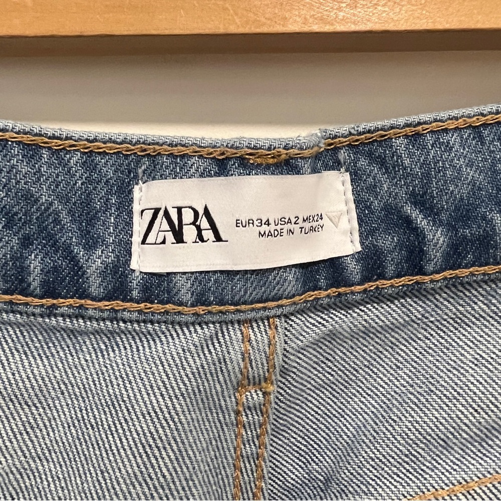 Zara High Waist Wide Leg Lt Denim Sz:2 - Picture 8 of 10